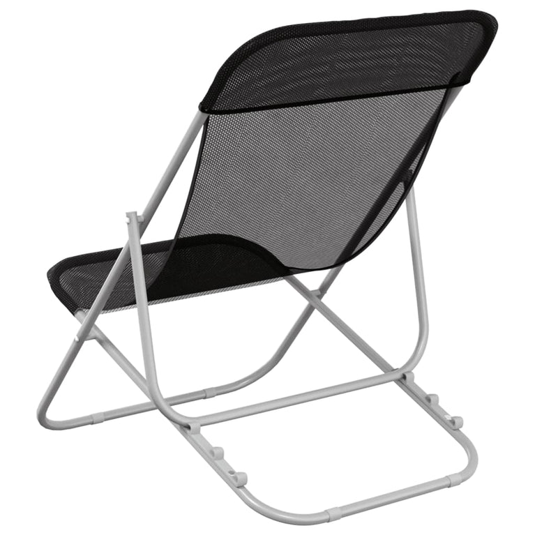 Strandstoelen 2 st textileen en gepoedercoat staal zwart MeubelReus