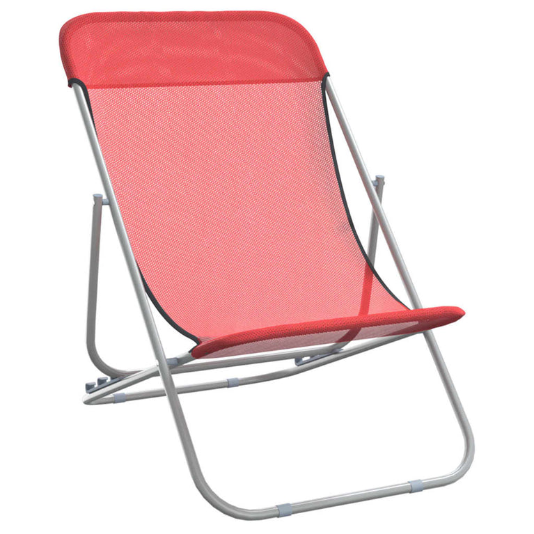 Strandstoelen 2 st textileen en gepoedercoat staal rood MeubelReus