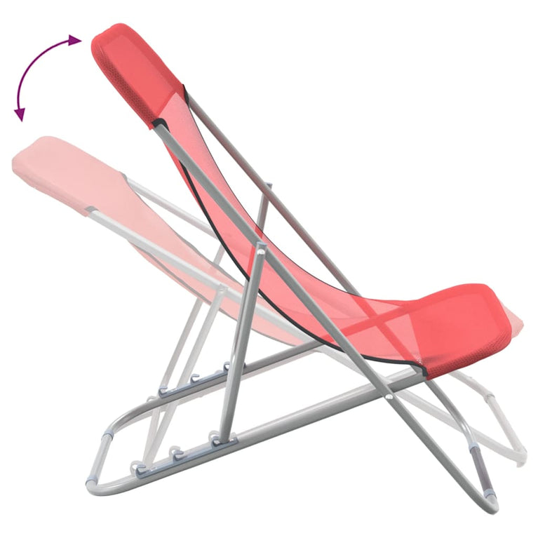 Strandstoelen 2 st textileen en gepoedercoat staal rood MeubelReus