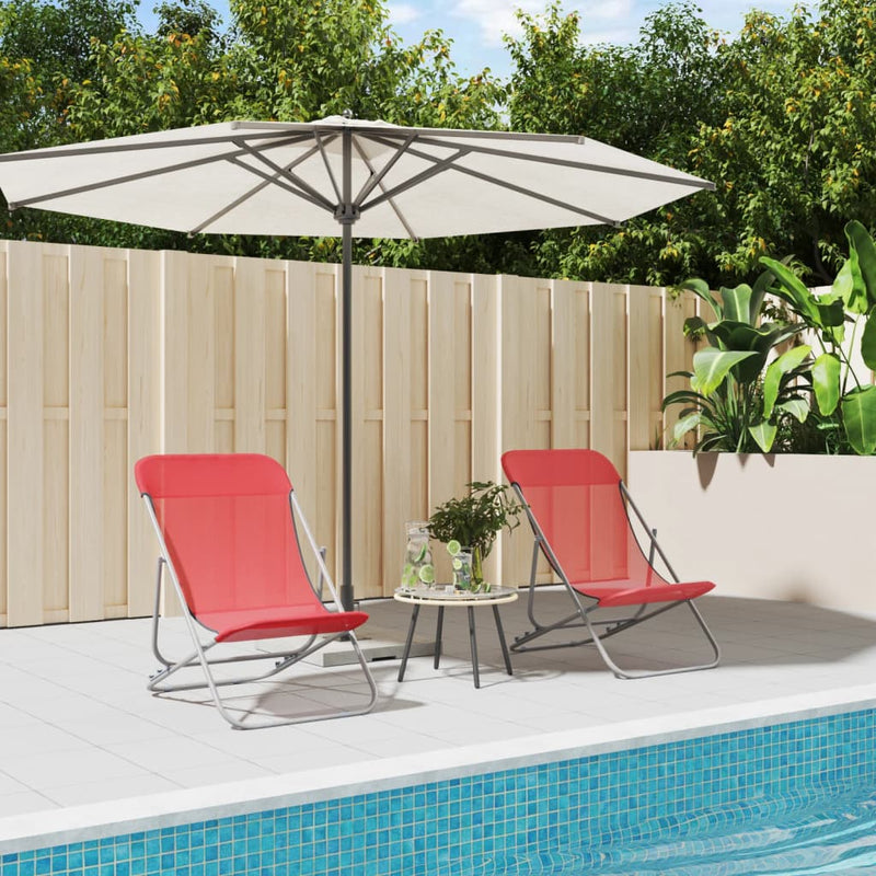 Strandstoelen 2 st textileen en gepoedercoat staal rood MeubelReus