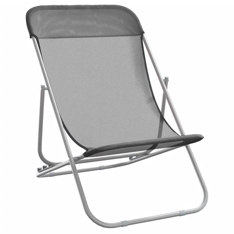 Strandstoelen 2 st textileen en gepoedercoat staal grijs MeubelReus