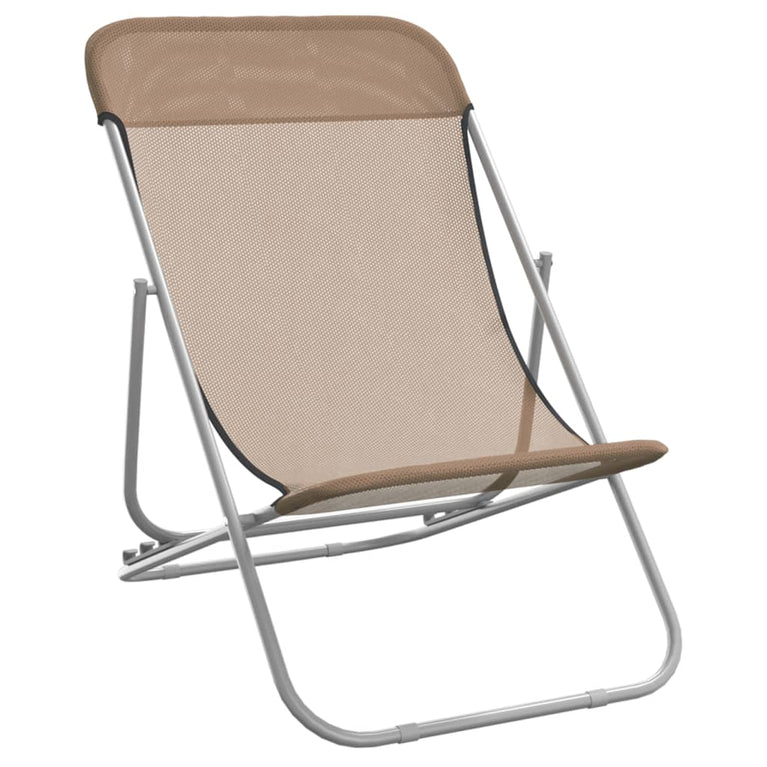 Strandstoelen 2 st textileen en gepoedercoat staal taupe MeubelReus
