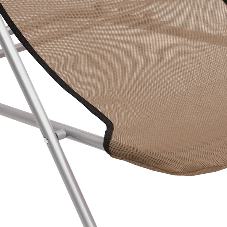 Strandstoelen 2 st textileen en gepoedercoat staal taupe MeubelReus