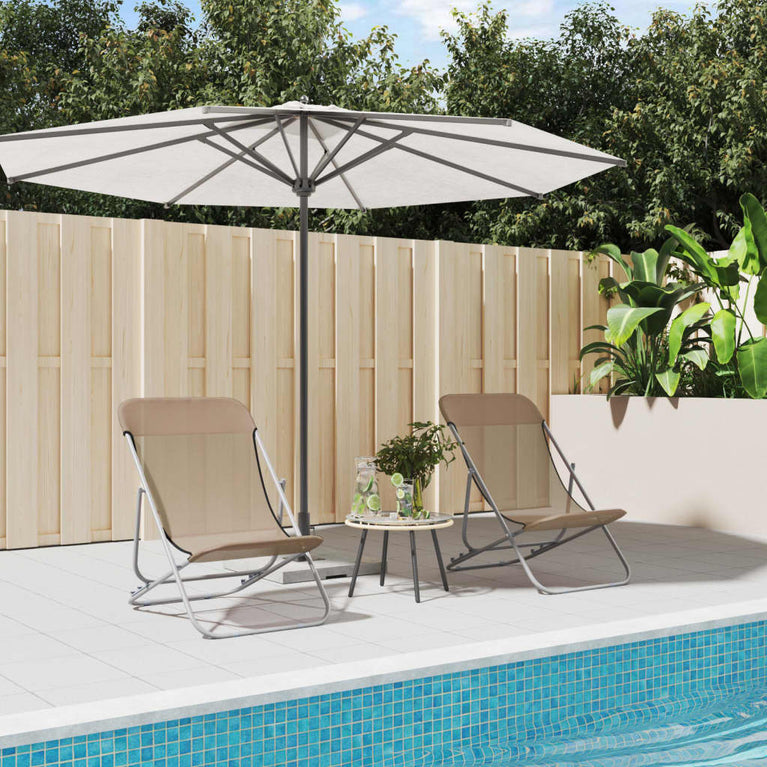Strandstoelen 2 st textileen en gepoedercoat staal taupe MeubelReus