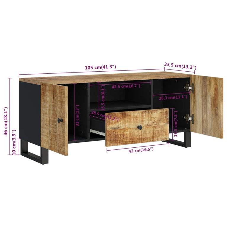 Tv-meubel 105x33,5x46 cm massief mangohout en bewerkt hout MeubelReus