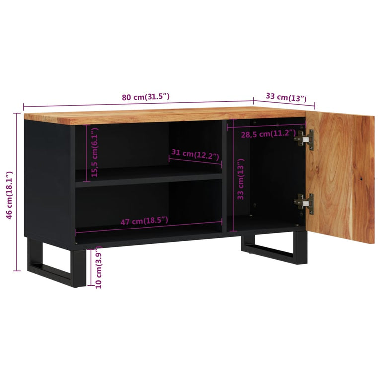 Tv-meubel 80x33x46 cm massief acaciahout en bewerkt hout MeubelReus