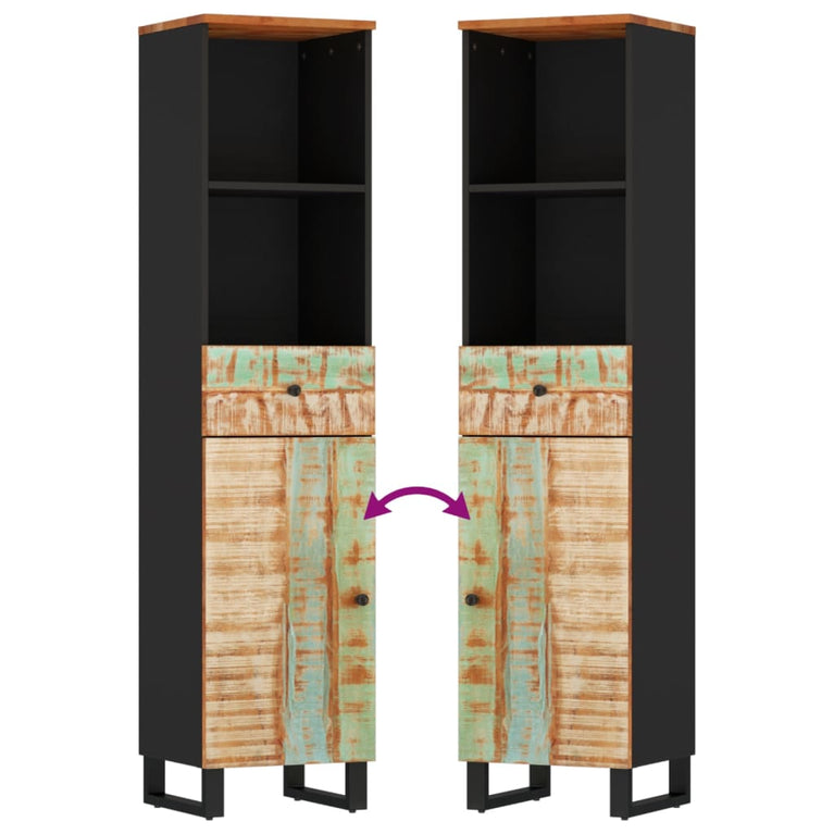 Badkamerkast 38x33x160 cm massief recycled hout