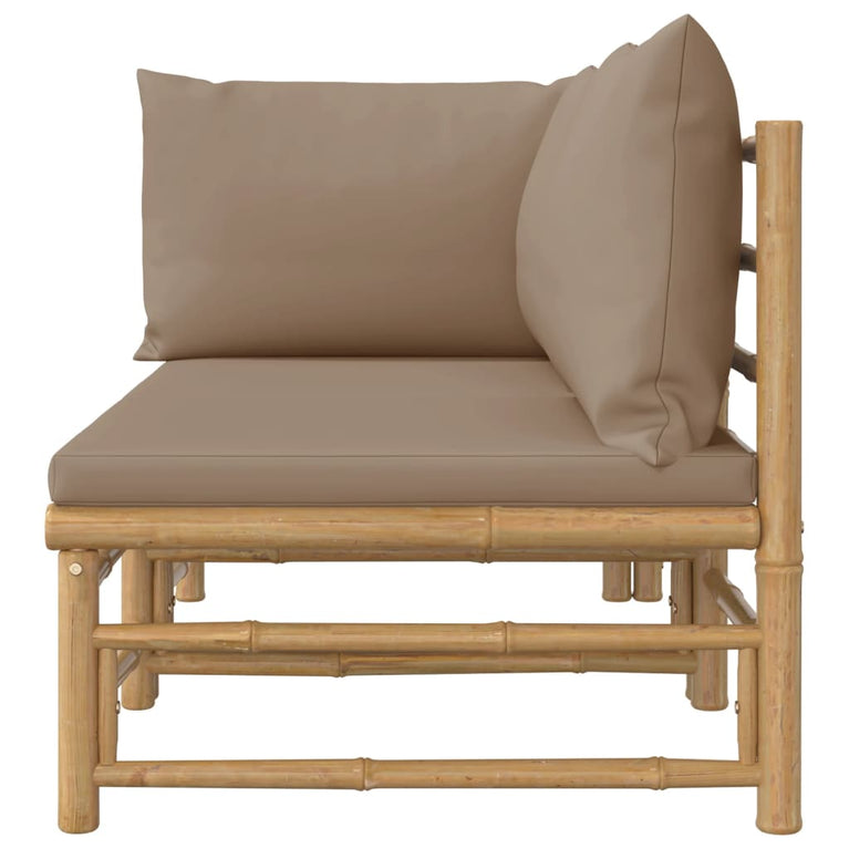2-delige Loungeset met kussens bamboe taupe MeubelReus