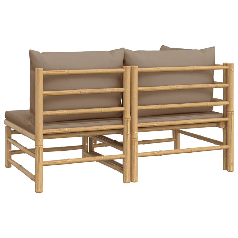 2-delige Loungeset met kussens bamboe taupe MeubelReus