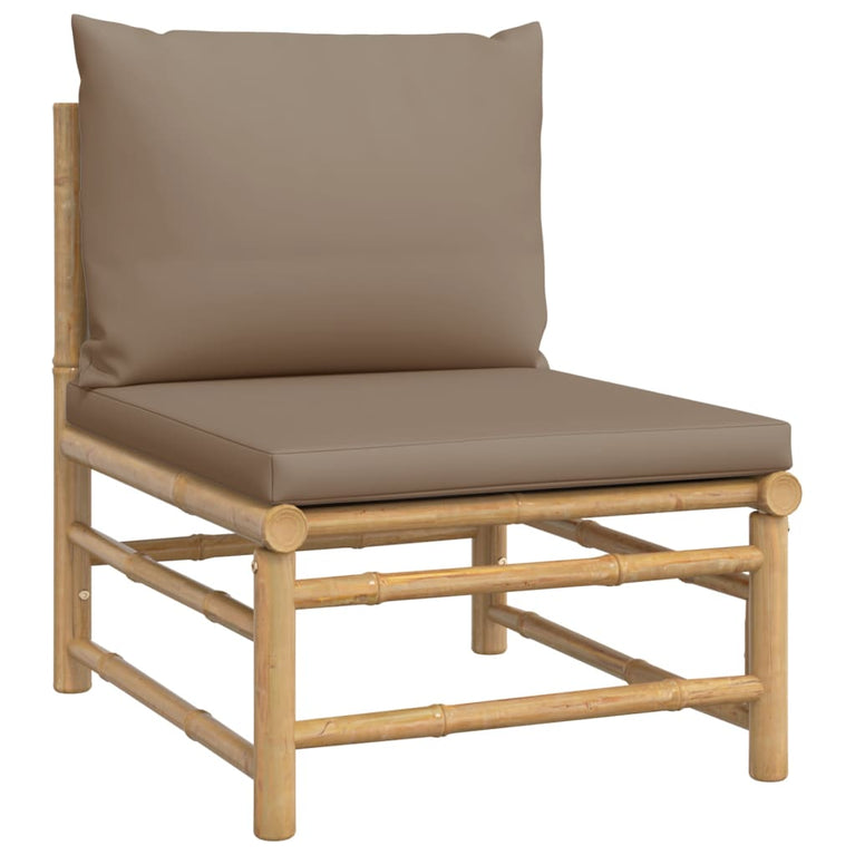 2-delige Loungeset met kussens bamboe taupe MeubelReus