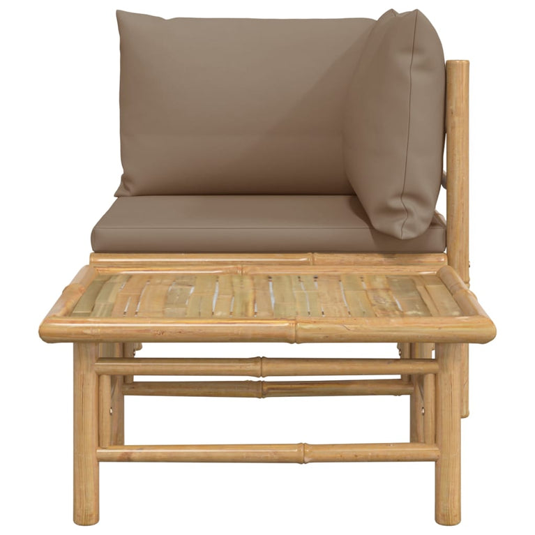2-delige Loungeset met kussens bamboe taupe MeubelReus