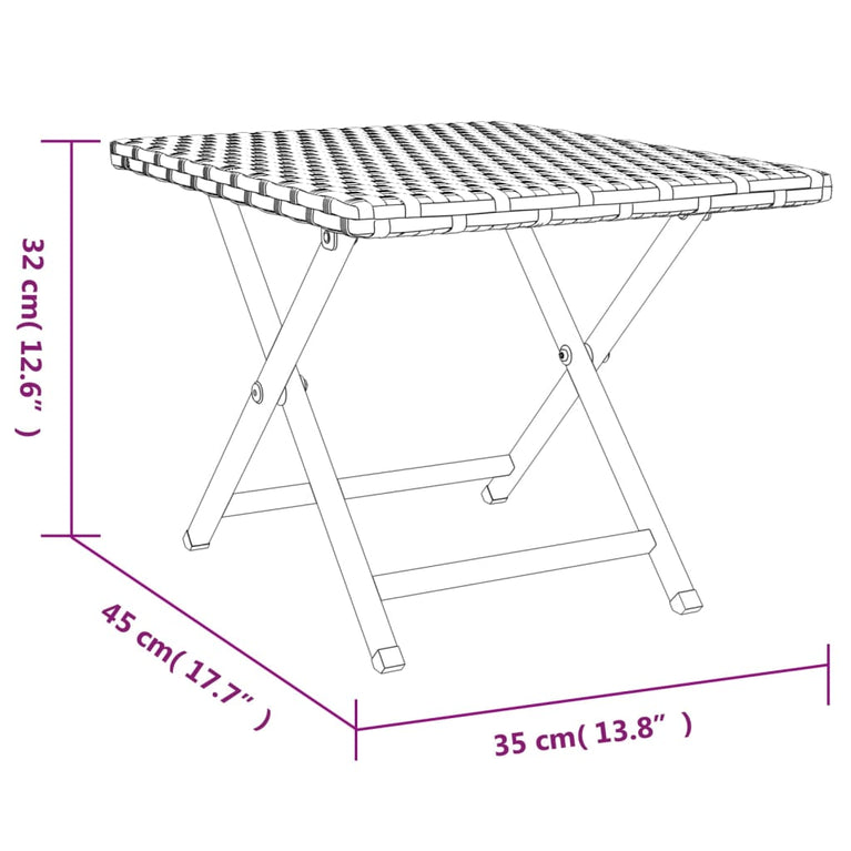 Tafel inklapbaar 45x35x32 cm poly rattan bruin MeubelReus