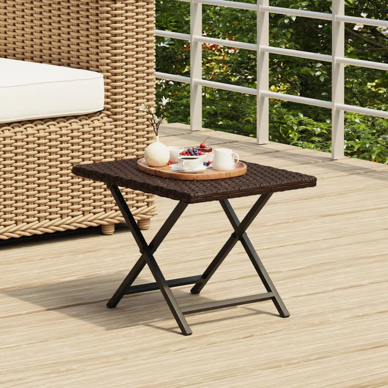 Tafel inklapbaar 45x35x32 cm poly rattan bruin MeubelReus