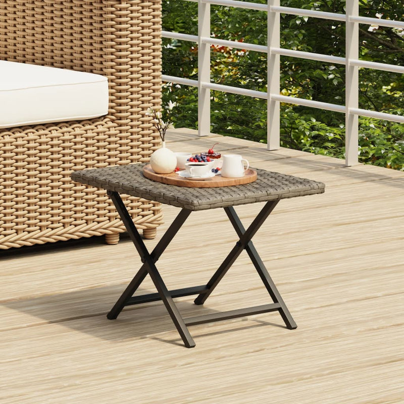 Tafel inklapbaar 45x35x32 cm poly rattan grijs MeubelReus