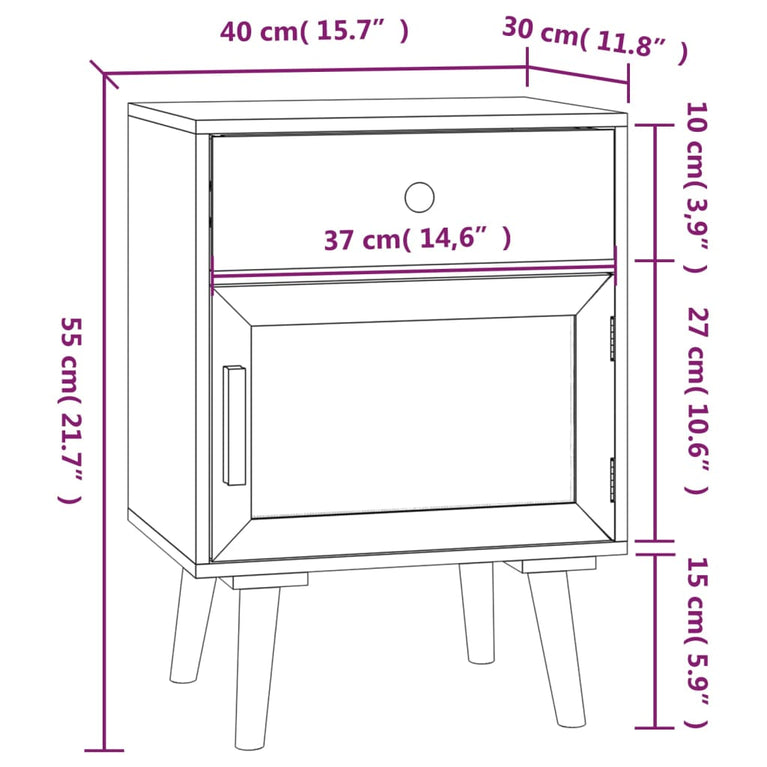 Nachtkastjes 2 st 40x30x55 cm bewerkt hout MeubelReus