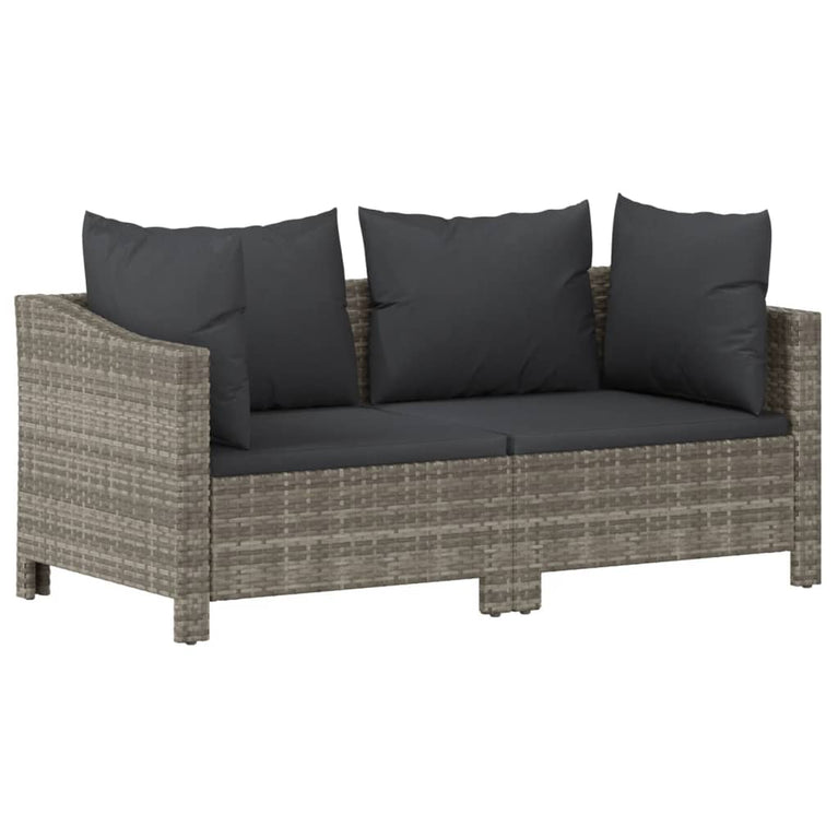 2-delige Loungeset met kussens poly rattan grijs MeubelReus