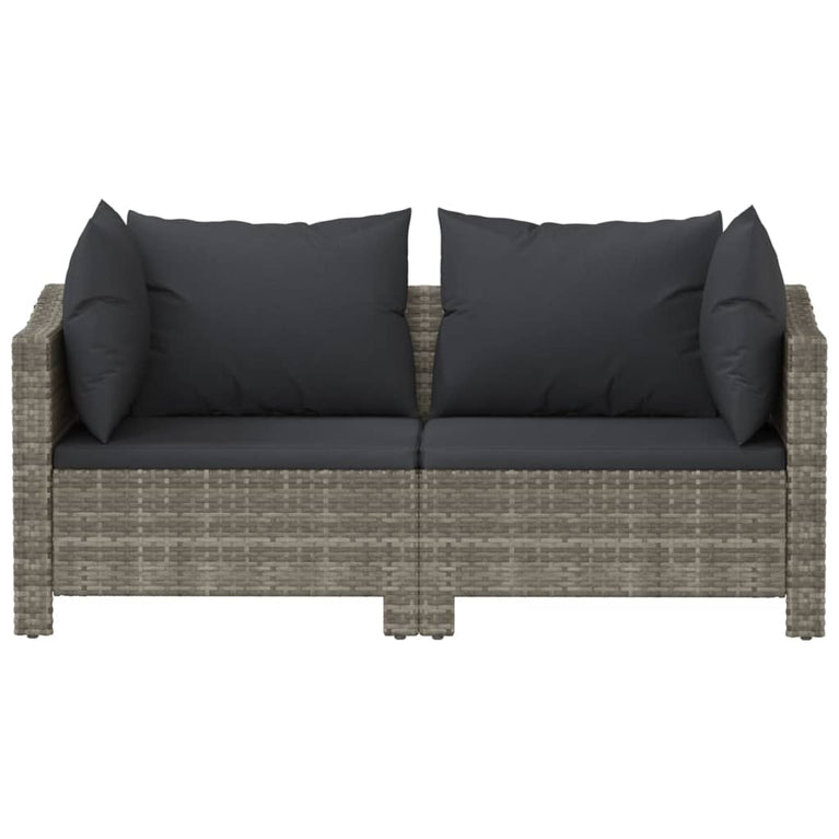 2-delige Loungeset met kussens poly rattan grijs MeubelReus