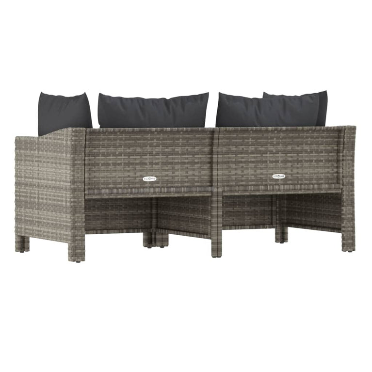 2-delige Loungeset met kussens poly rattan grijs MeubelReus