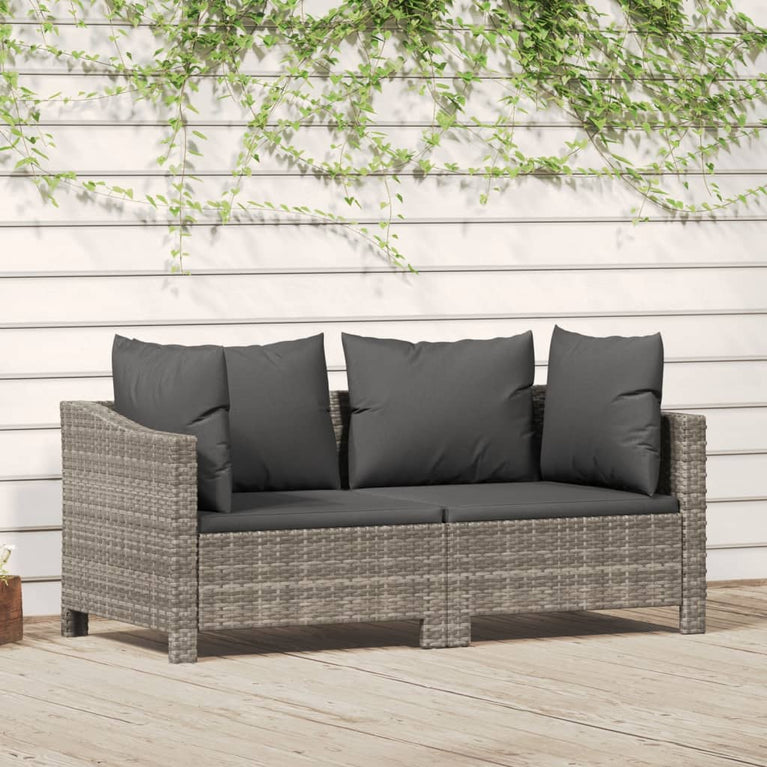 2-delige Loungeset met kussens poly rattan grijs MeubelReus