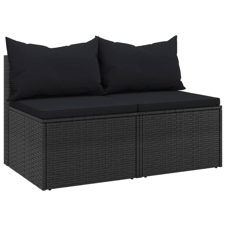 Tuinmiddenbanken met kussens 2 st poly rattan zwart MeubelReus