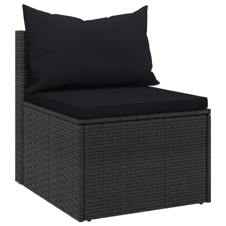 Tuinmiddenbanken met kussens 2 st poly rattan zwart MeubelReus