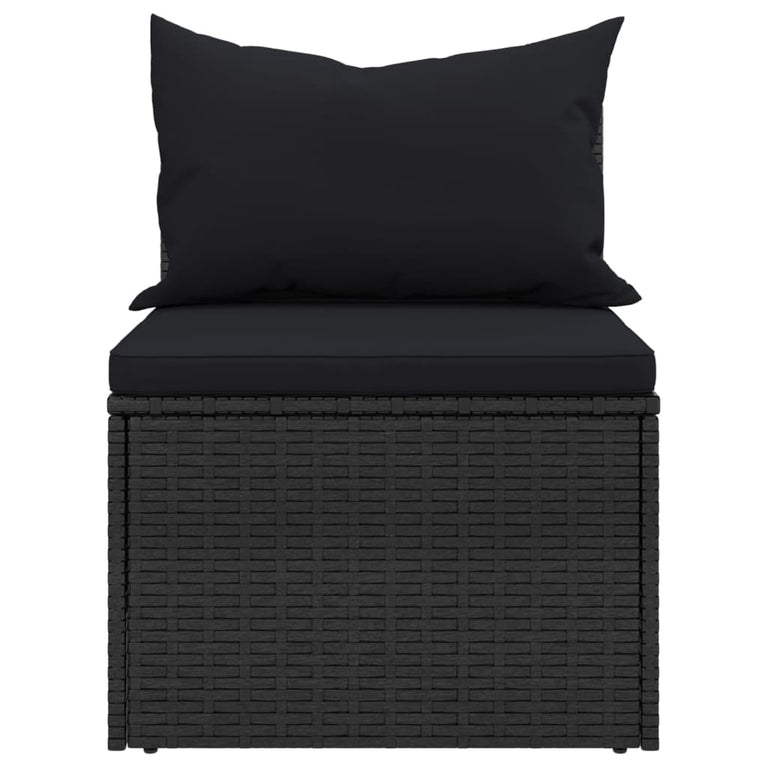 Tuinmiddenbanken met kussens 2 st poly rattan zwart MeubelReus