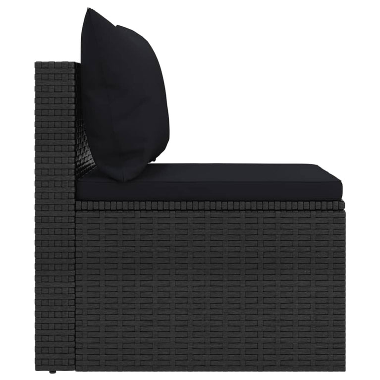 Tuinmiddenbanken met kussens 2 st poly rattan zwart MeubelReus