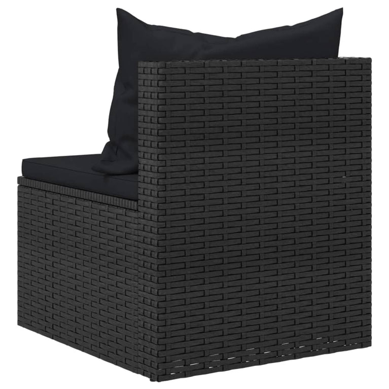 Tuinmiddenbanken met kussens 2 st poly rattan zwart MeubelReus