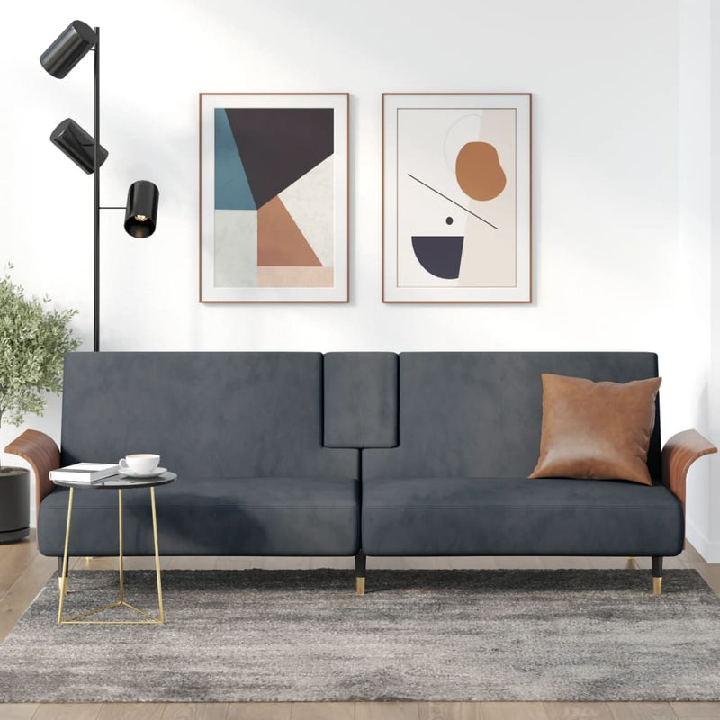 Slaapbank met bekerhouders fluweel donkergrijs MeubelReus