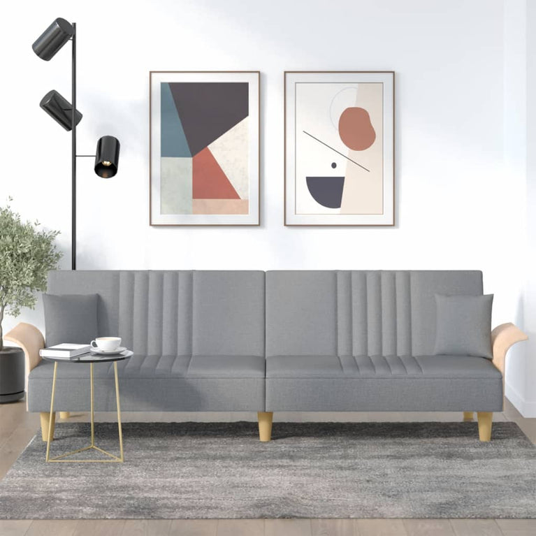 Slaapbank met armleuningen stof lichtgrijs MeubelReus