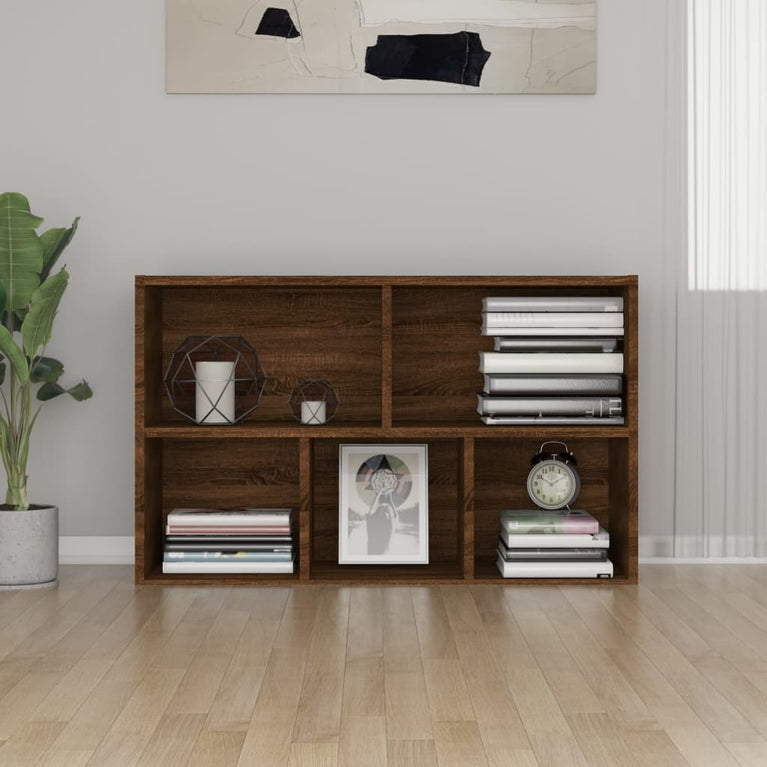 Boekenkast/dressoir 50x25x80 cm bewerkt hout bruin eikenkleur
