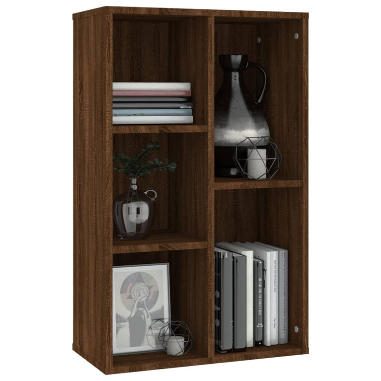 Boekenkast/dressoir 50x25x80 cm bewerkt hout bruin eikenkleur