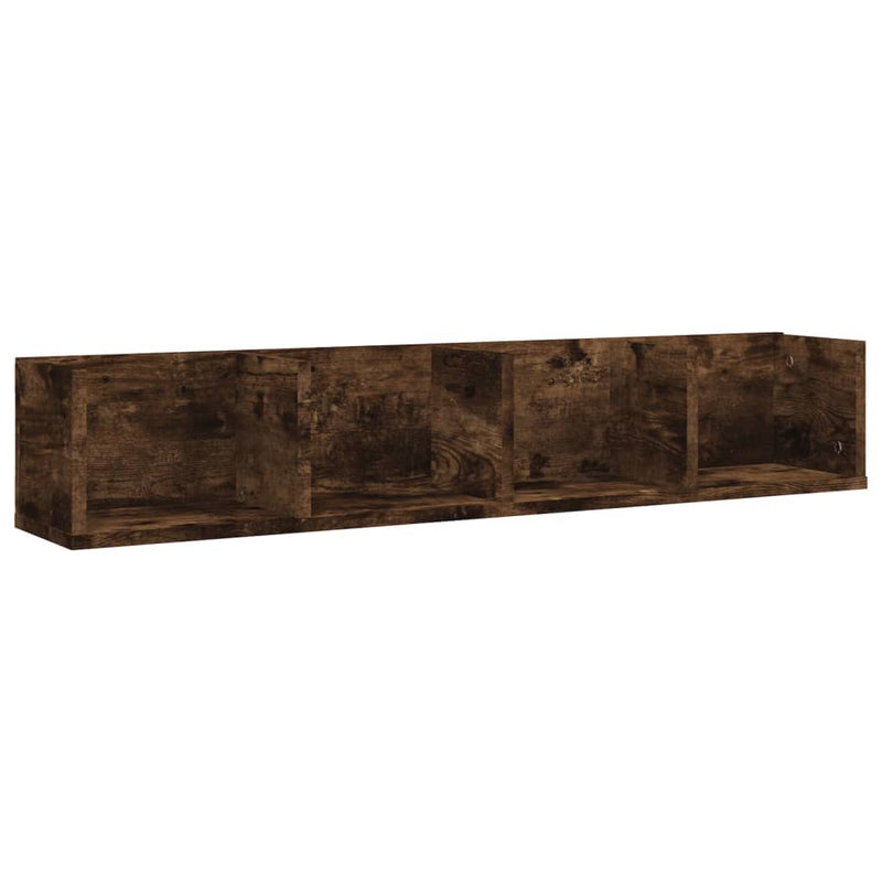 CD-wandschap 100x18x18 cm bewerkt hout gerookt eikenkleurig