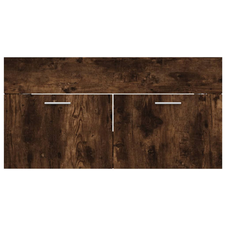 2-delige Badkamermeubelset bewerkt hout gerookt eikenkleurig MeubelReus