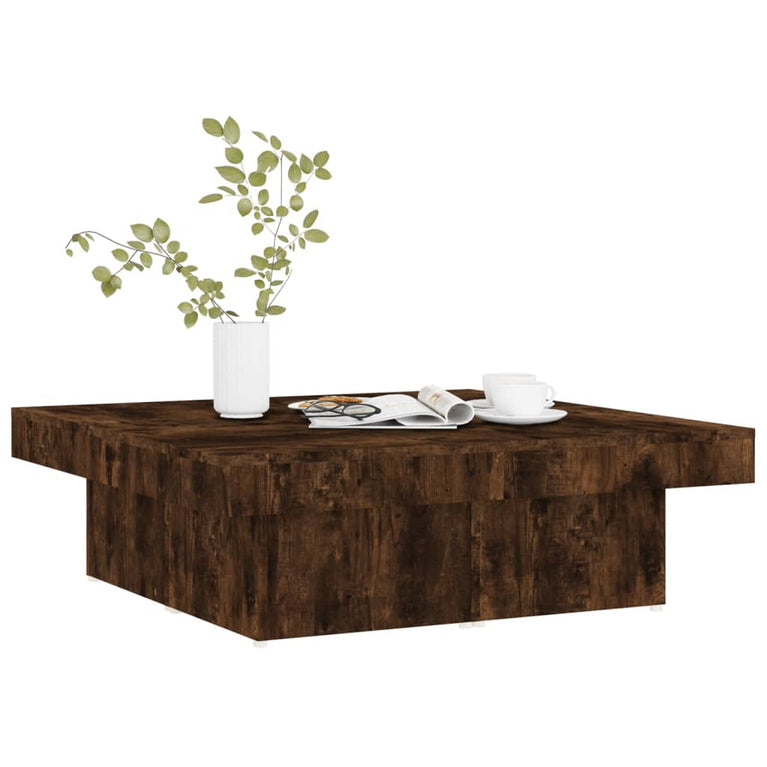 Salontafel 90x90x28 cm bewerkt hout gerookt eikenkleurig MeubelReus