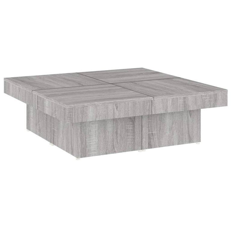 Salontafel 90x90x28 cm bewerkt hout grijs sonoma eikenkleurig MeubelReus