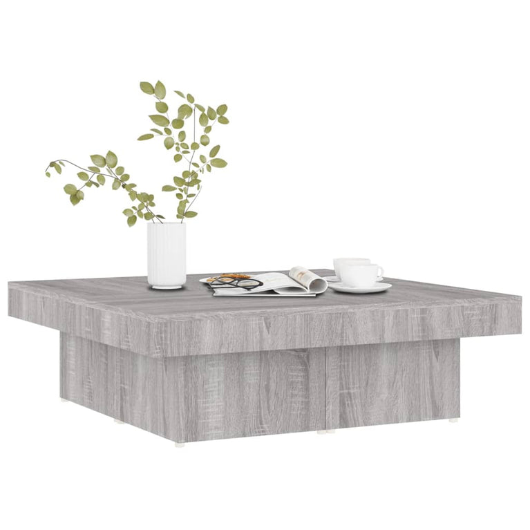 Salontafel 90x90x28 cm bewerkt hout grijs sonoma eikenkleurig MeubelReus