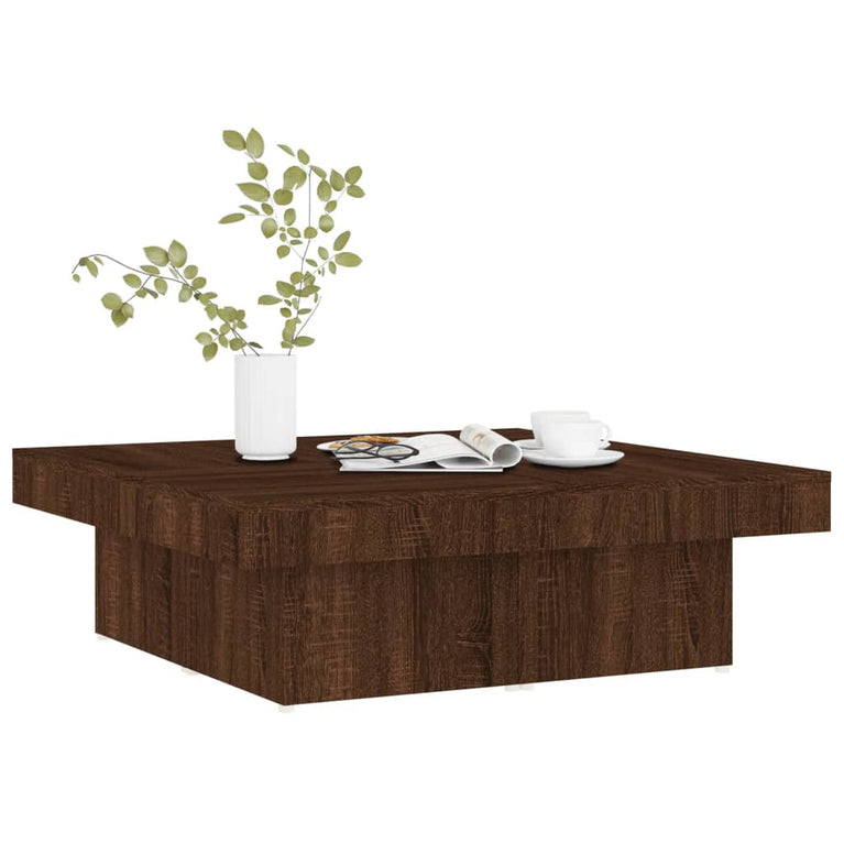 Salontafel 90x90x28 cm bewerkt hout bruin eikenkleur MeubelReus