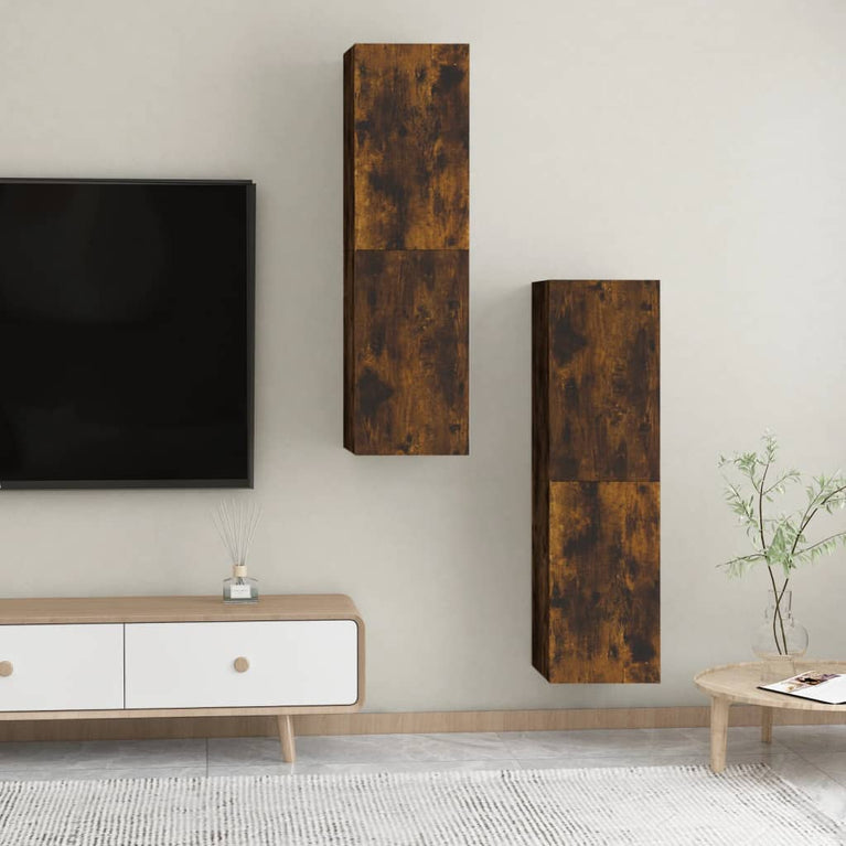 Tv-wandmeubels 2 st 30,5x30x110 cm gerookt eikenkleurig MeubelReus