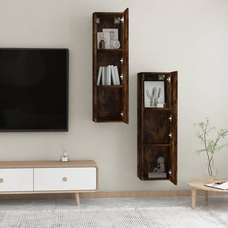 Tv-wandmeubels 2 st 30,5x30x110 cm gerookt eikenkleurig MeubelReus