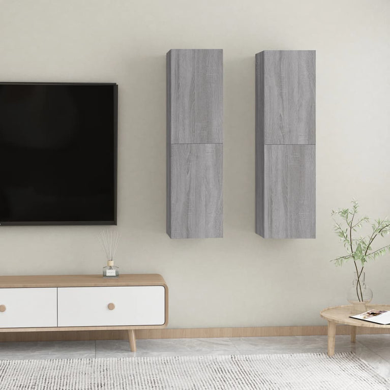 Tv-wandmeubels 2 st 30,5x30x110 cm grijs sonoma eikenkleurig MeubelReus