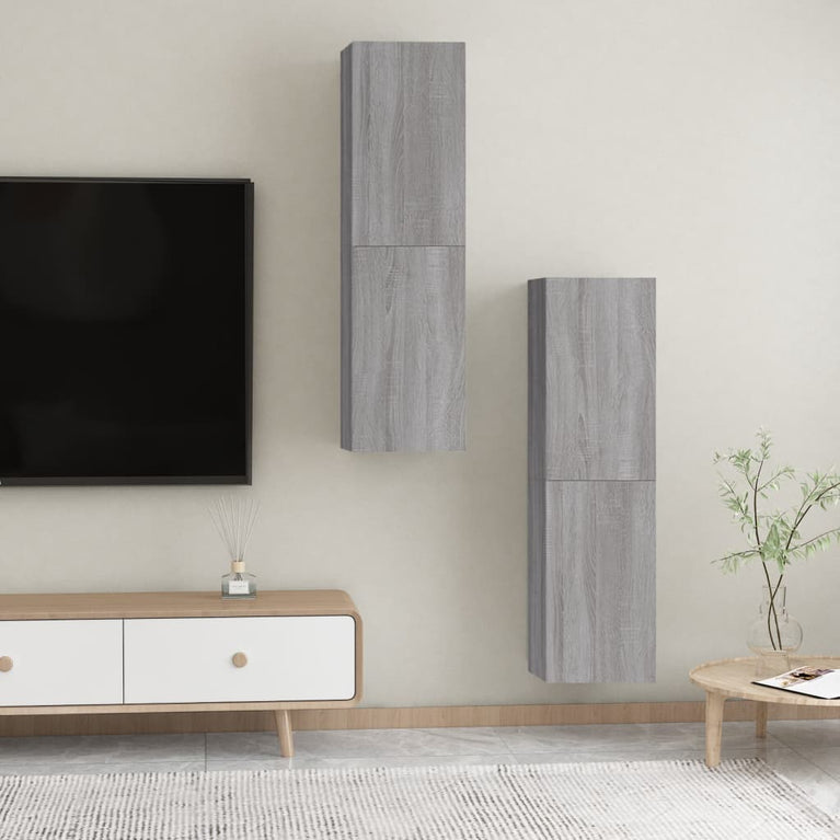 Tv-wandmeubels 2 st 30,5x30x110 cm grijs sonoma eikenkleurig MeubelReus
