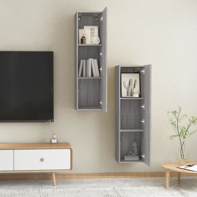 Tv-wandmeubels 2 st 30,5x30x110 cm grijs sonoma eikenkleurig MeubelReus