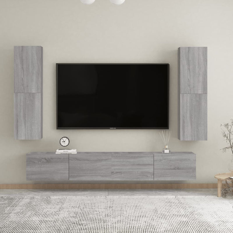 Tv-wandmeubels 2 st 30,5x30x110 cm grijs sonoma eikenkleurig MeubelReus