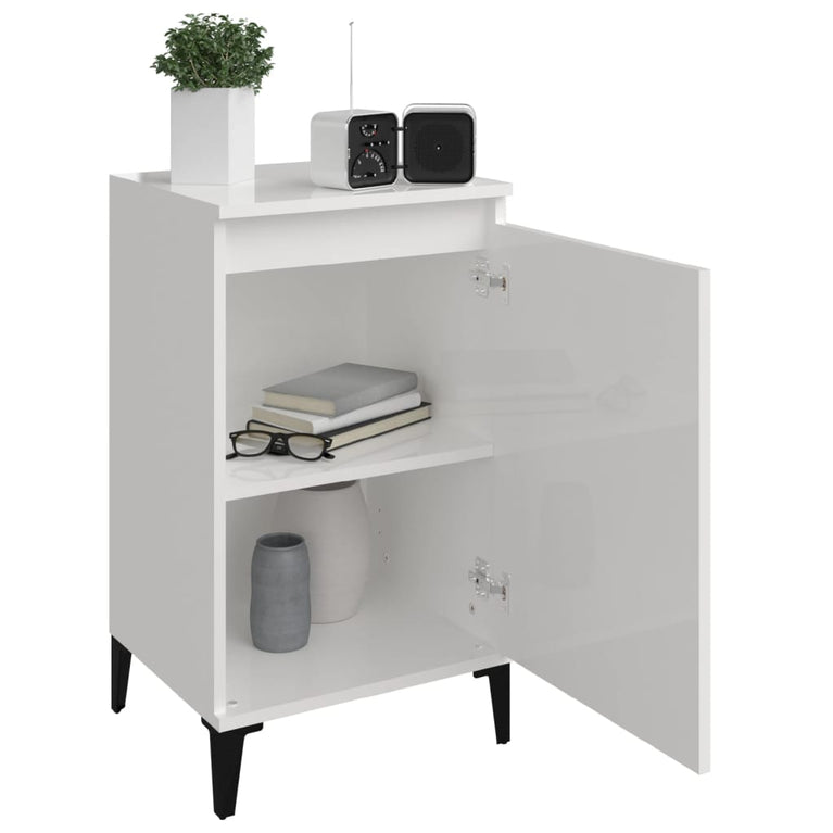 Nachtkastjes 2 st 40x35x70 cm bewerkt hout hoogglans wit MeubelReus