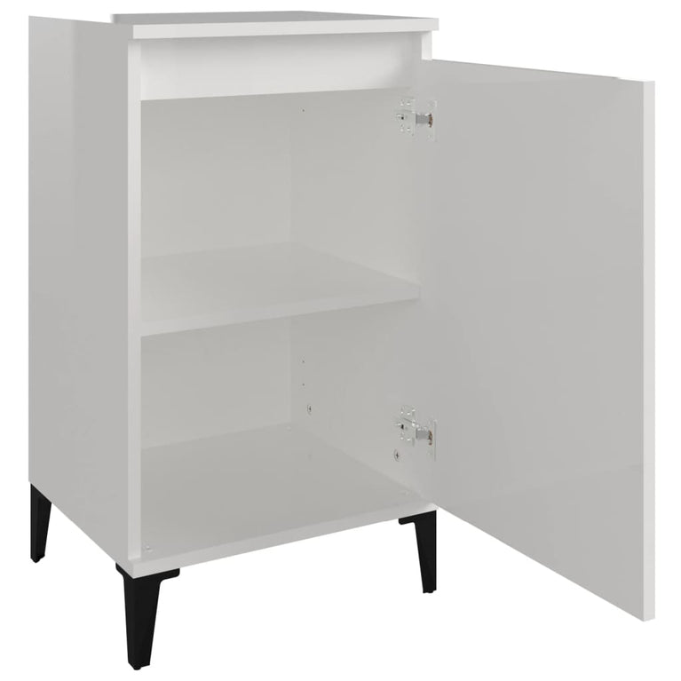 Nachtkastjes 2 st 40x35x70 cm bewerkt hout hoogglans wit MeubelReus