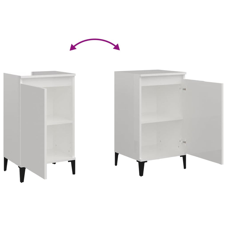 Nachtkastjes 2 st 40x35x70 cm bewerkt hout hoogglans wit MeubelReus