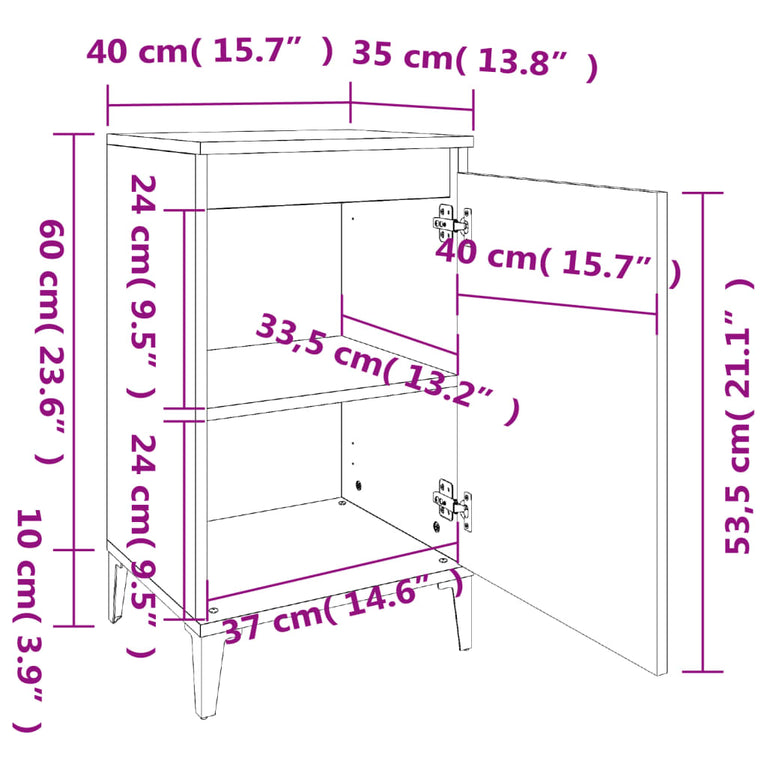 Nachtkastjes 2 st 40x35x70 cm bewerkt hout hoogglans wit MeubelReus