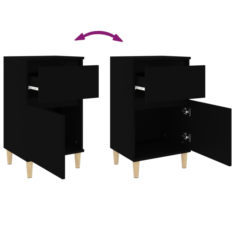 Nachtkastjes 2 st 40x35x70 cm zwart MeubelReus