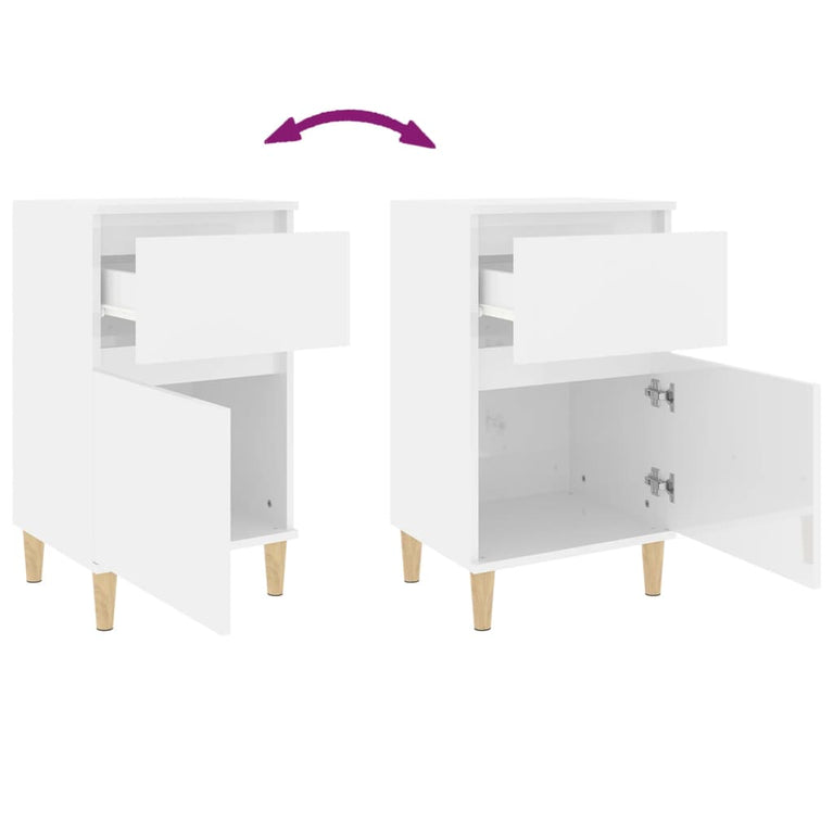 Nachtkastjes 2 st 40x35x70 cm hoogglans wit MeubelReus